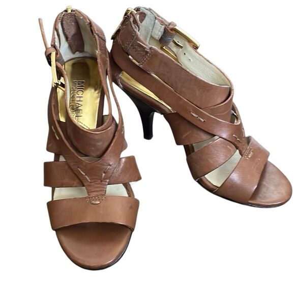 NWOT! MICHAEL Michael Kors Brown Heeled Sandals Size 4M - Picture 1 of 14